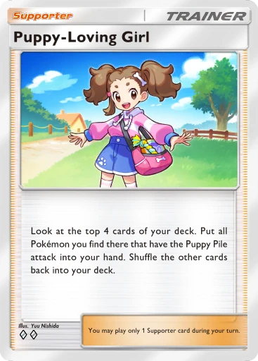 Puppy-Loving Girl card