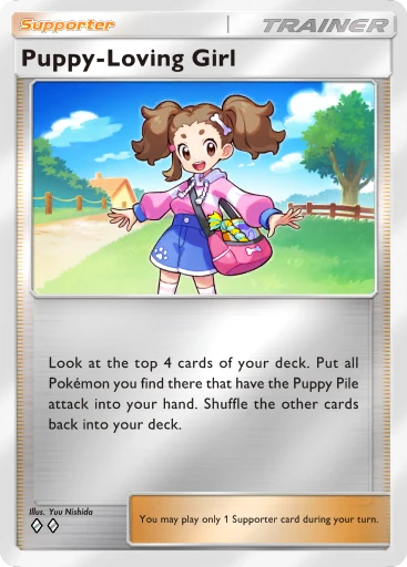 Puppy-Loving Girl card